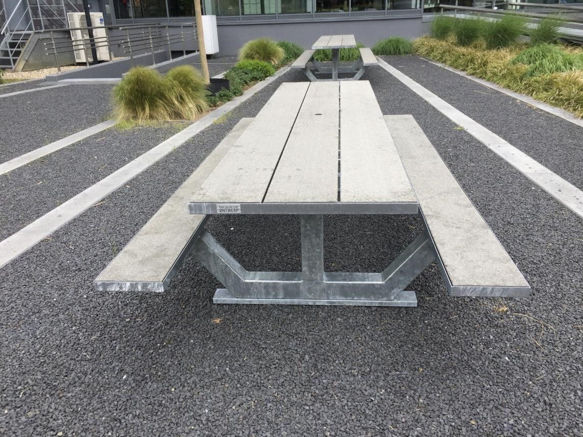 Picknicktafel Anker 3, 300 cm, grijs woodcomposiet, verzinkt