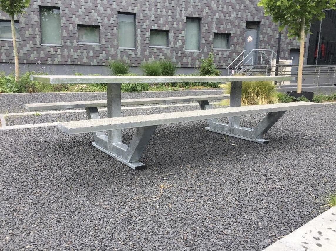 Picknicktafel Anker 3, 300 cm, grijs woodcomposiet, verzinkt