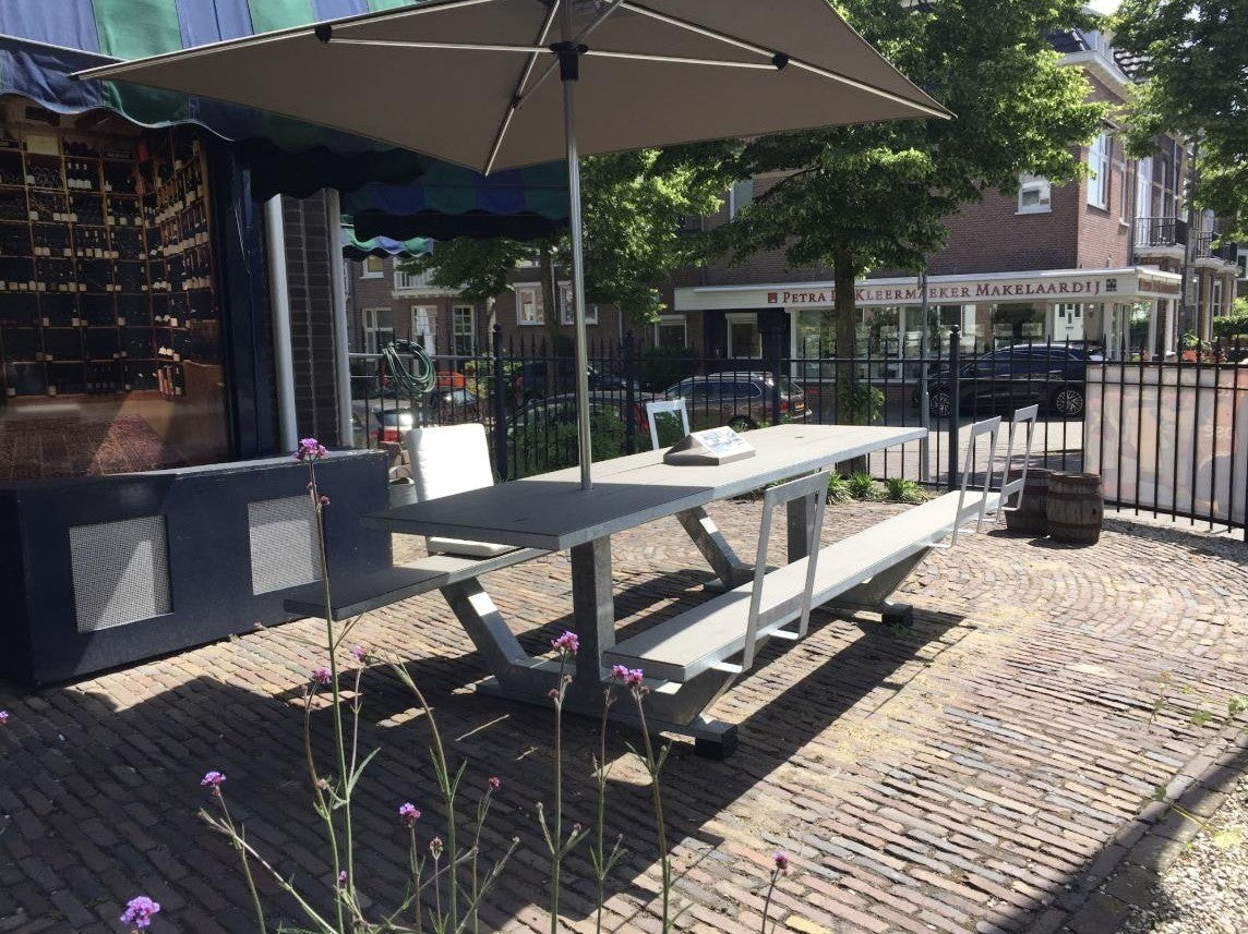 Picknicktafel Anker 3, 300 cm, grijs woodcomposiet, verzinkt
