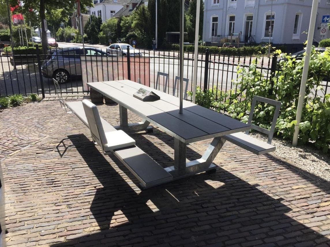 Picknicktafel Anker 3, 300 cm, grijs woodcomposiet, verzinkt